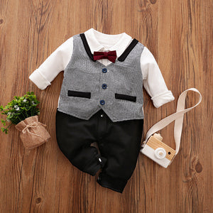 Spring & Autumn Long-Sleeve Baby Jumpsuit – Gentleman Style