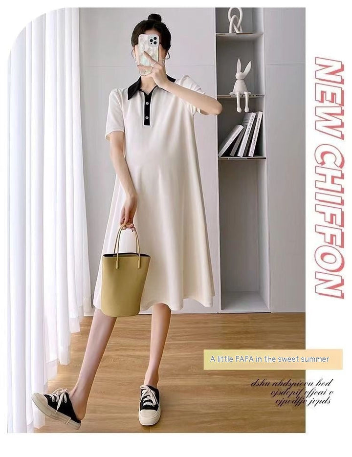 Discover the Perfect Summer Loose Polo Lapel Maternity Dress