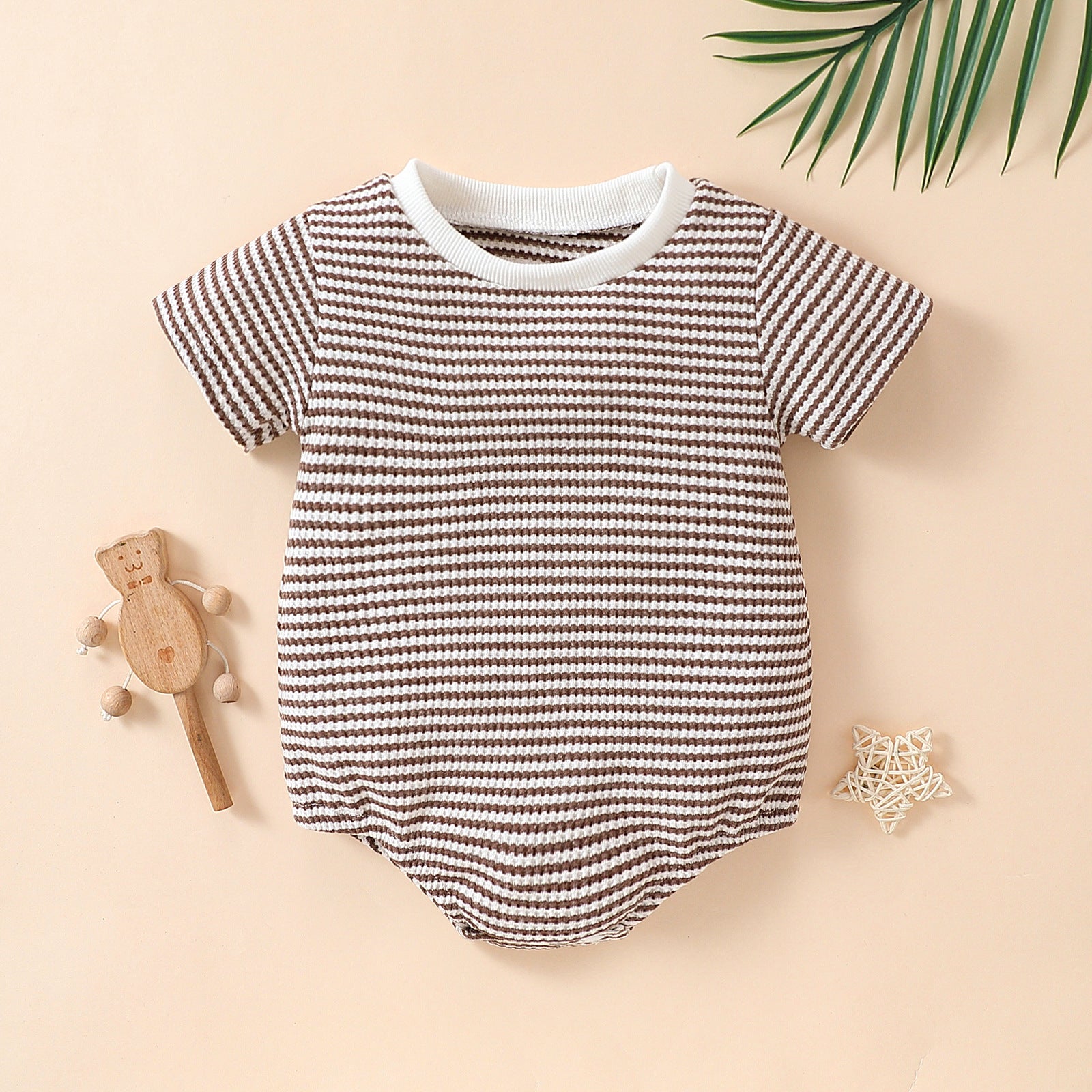 Striped Cotton Short-Sleeve Triangle Romper for Babies