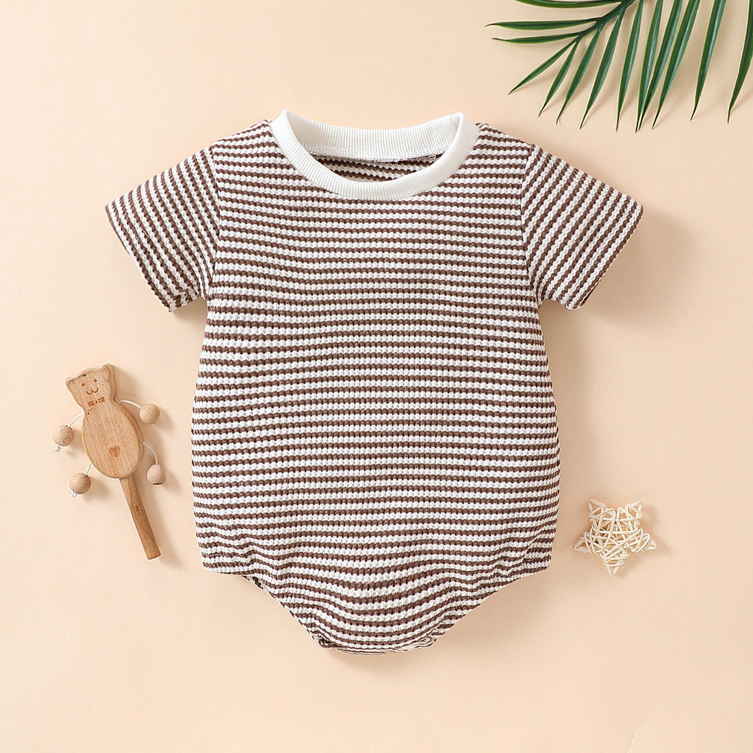 Striped Cotton Short-Sleeve Triangle Romper for Babies