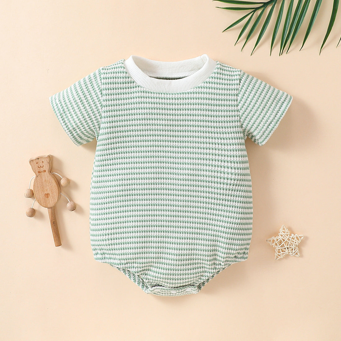 Striped Cotton Short-Sleeve Triangle Romper for Babies