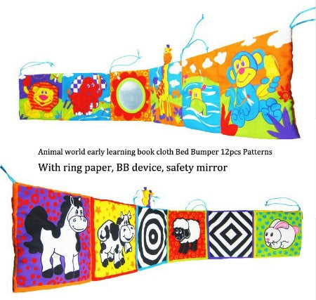 Colorful Double-Sided Baby Cloth Book & Bed Bumper Toy