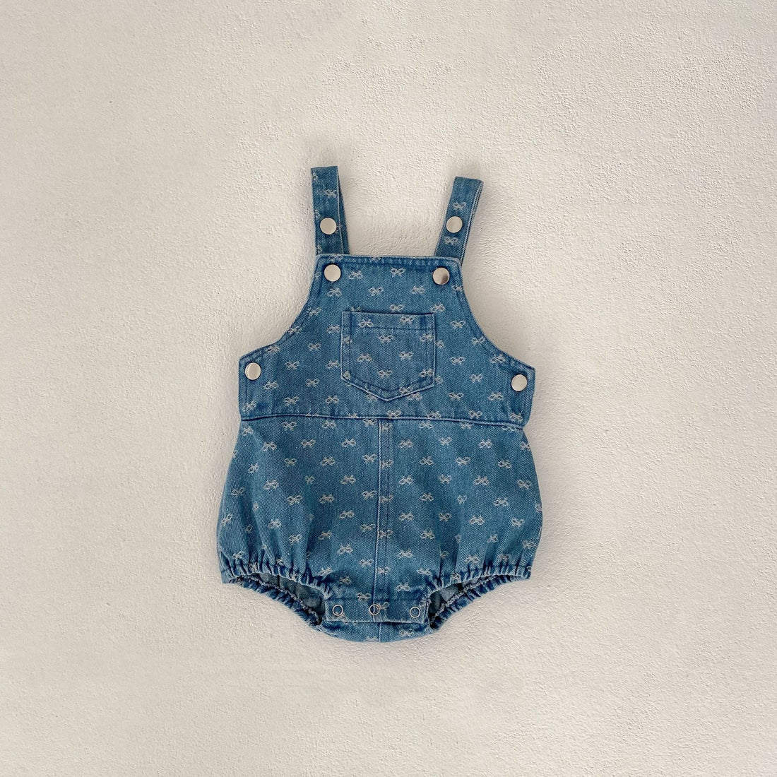 Denim Bow Strap Triangle Romper for Babies