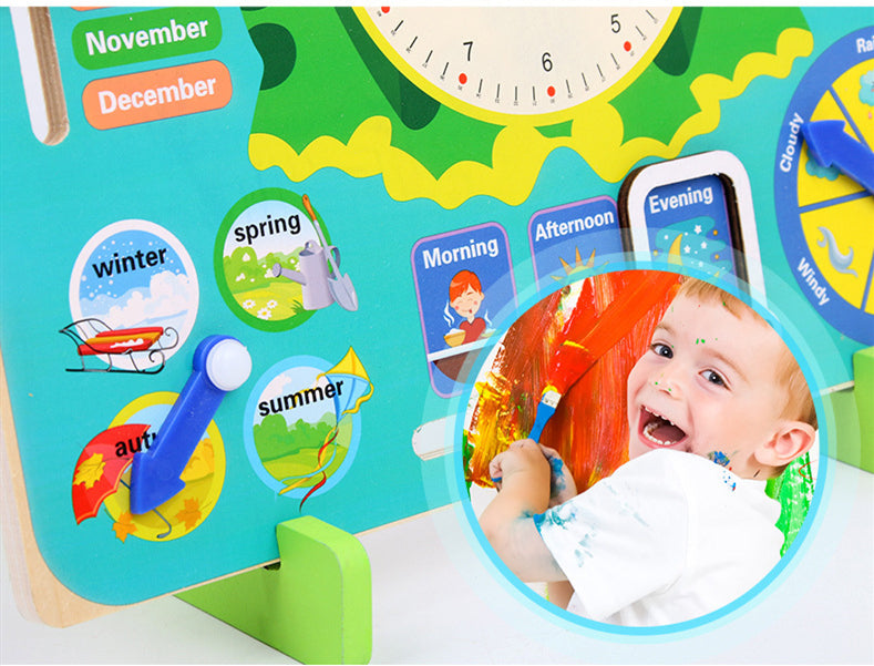 Montessori Wooden Weather & Season Calendar Clock Educational Toy