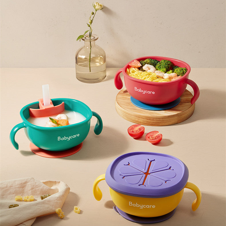 3-in-1 Baby Feeding Bowl with Straw & Handles