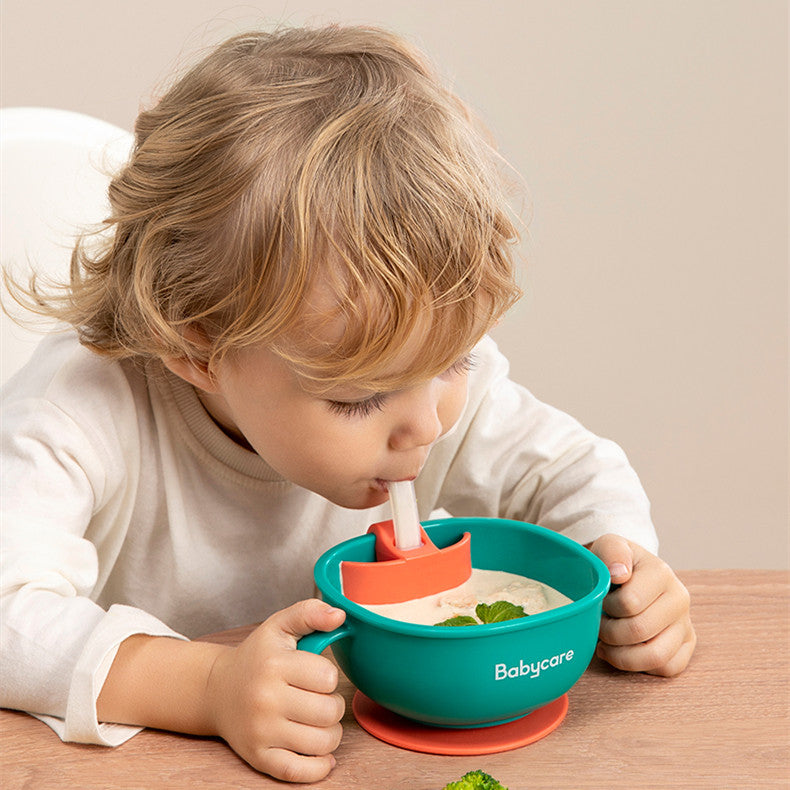 3-in-1 Baby Feeding Bowl with Straw & Handles