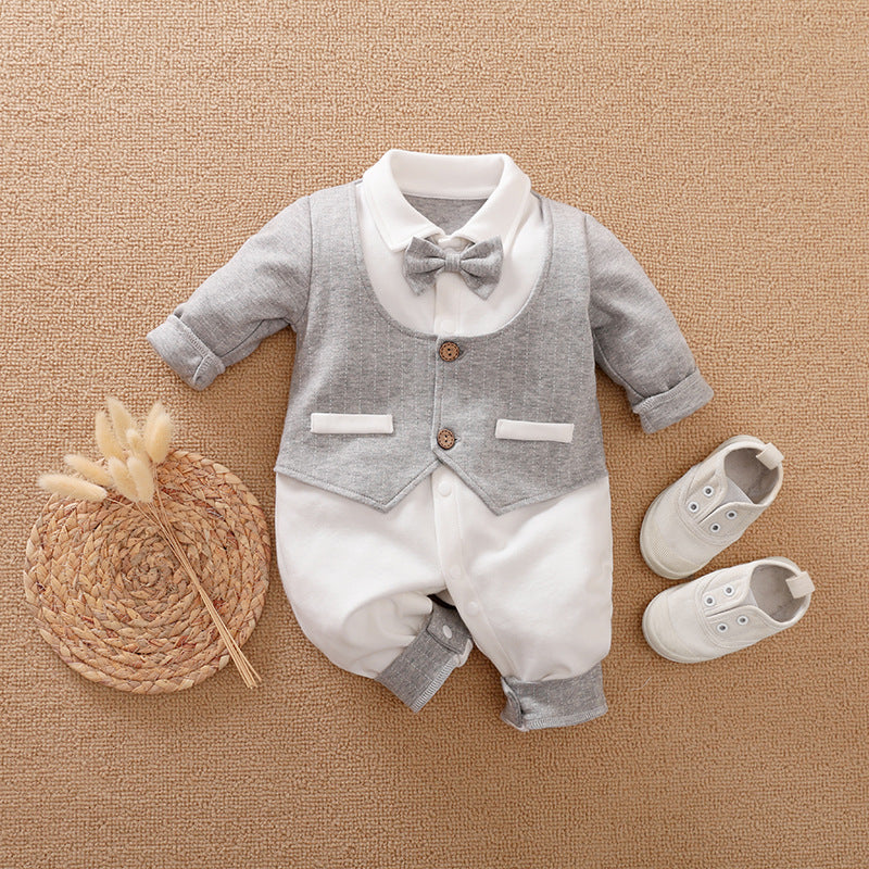Spring & Autumn Long-Sleeve Baby Jumpsuit – Gentleman Style