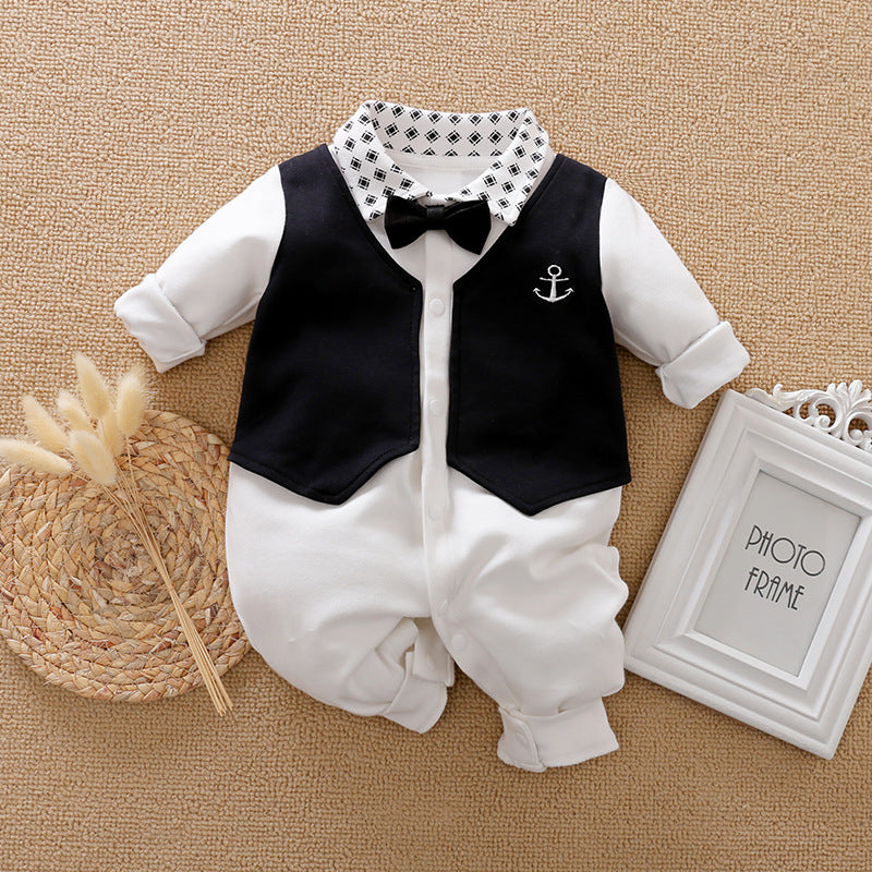 Spring & Autumn Long-Sleeve Baby Jumpsuit – Gentleman Style