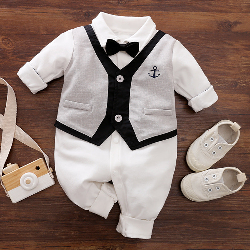 Spring & Autumn Long-Sleeve Baby Jumpsuit – Gentleman Style