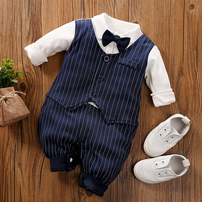 Spring & Autumn Long-Sleeve Baby Jumpsuit – Gentleman Style