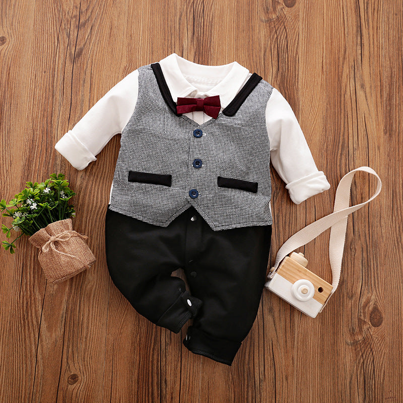 Spring & Autumn Long-Sleeve Baby Jumpsuit – Gentleman Style