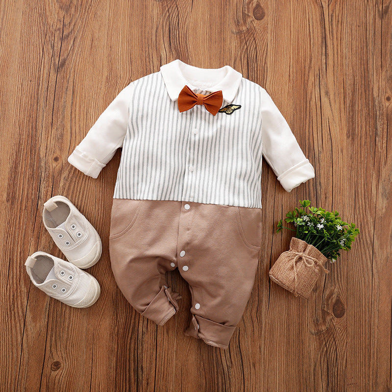Spring & Autumn Long-Sleeve Baby Jumpsuit – Gentleman Style
