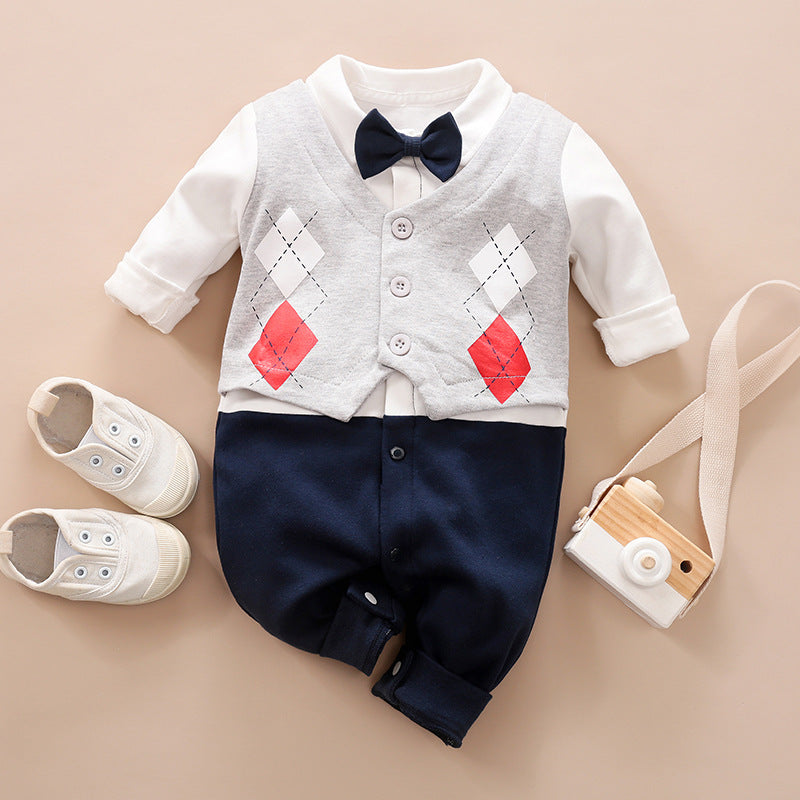 Spring & Autumn Long-Sleeve Baby Jumpsuit – Gentleman Style