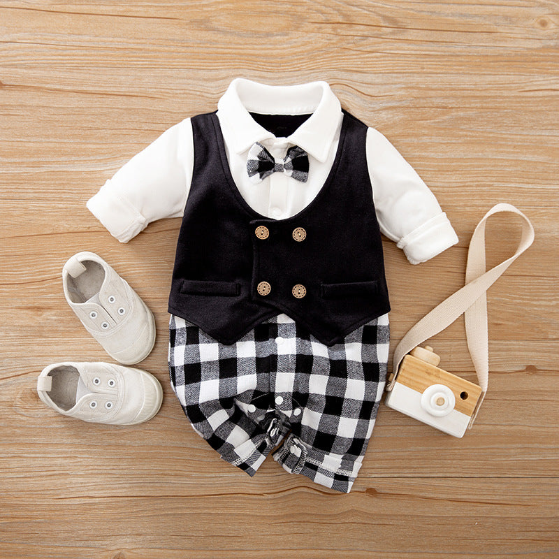 Spring & Autumn Long-Sleeve Baby Jumpsuit – Gentleman Style