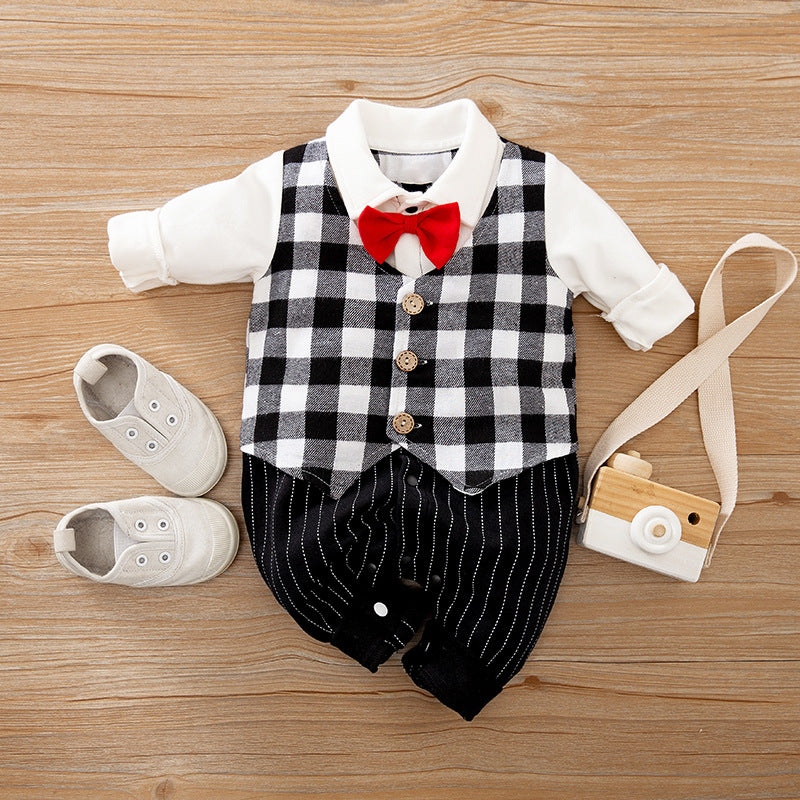 Spring & Autumn Long-Sleeve Baby Jumpsuit – Gentleman Style