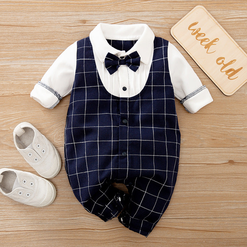 Spring & Autumn Long-Sleeve Baby Jumpsuit – Gentleman Style