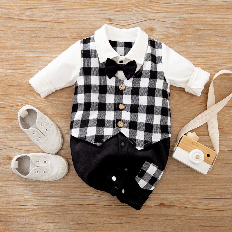 Spring & Autumn Long-Sleeve Baby Jumpsuit – Gentleman Style
