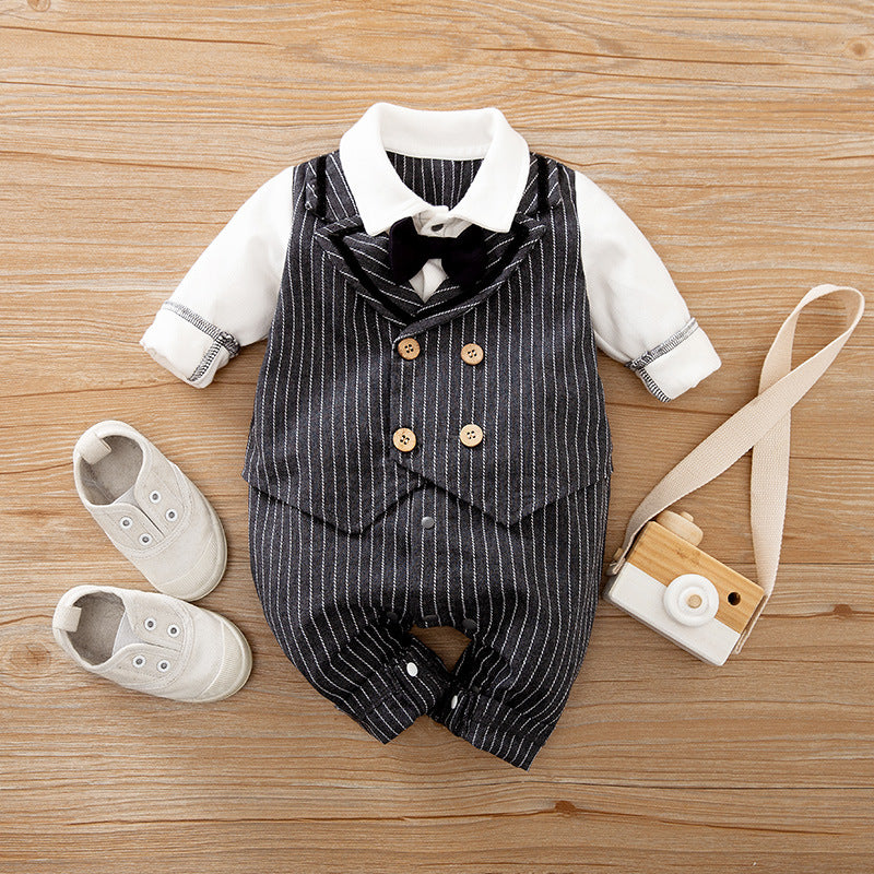 Spring & Autumn Long-Sleeve Baby Jumpsuit – Gentleman Style