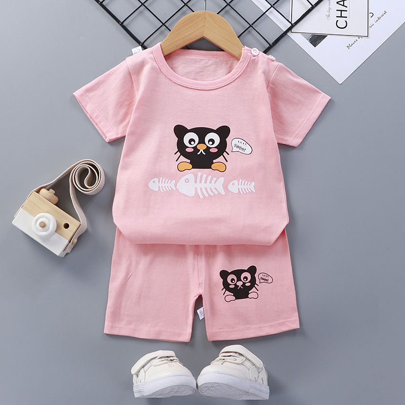 Cotton Short-Sleeve Baby Suit for Summer