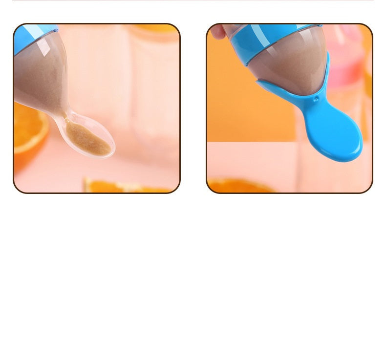 Silicone Baby Rice Paste Feeding Bottle with Spoon