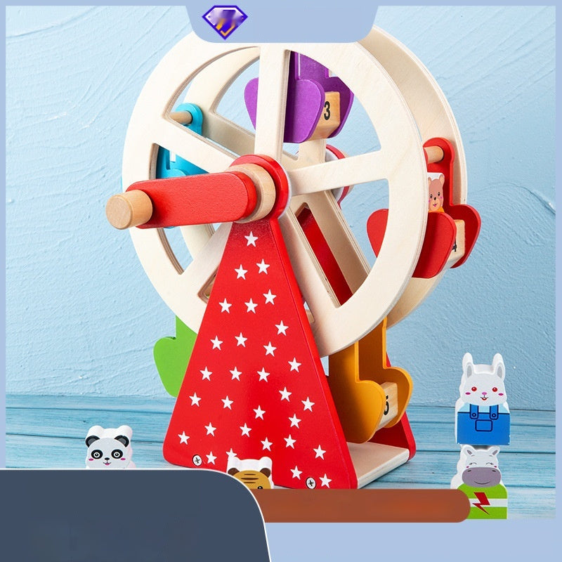 Wooden Animal Ferris Wheel Educational Toy for Babies