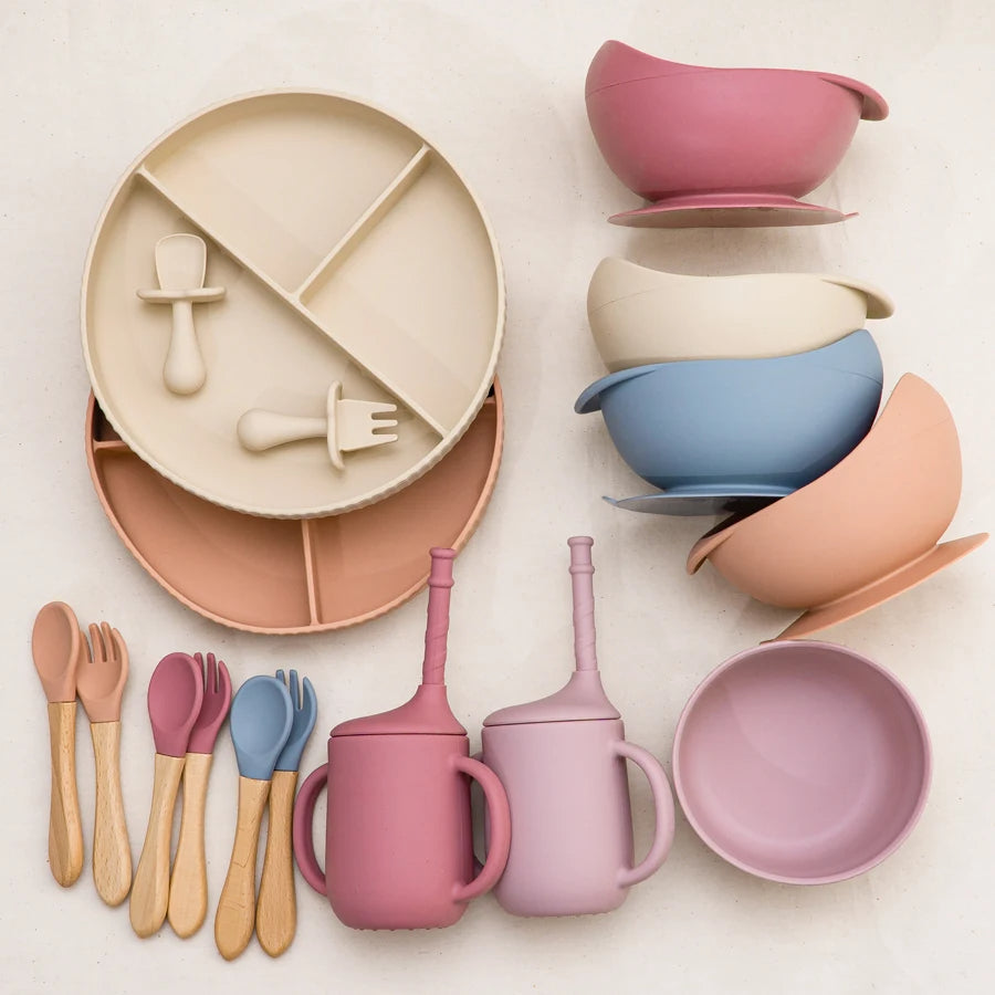 Non-Slip Silicone Baby Feeding Plate & Bowl Set (BPA-Free)
