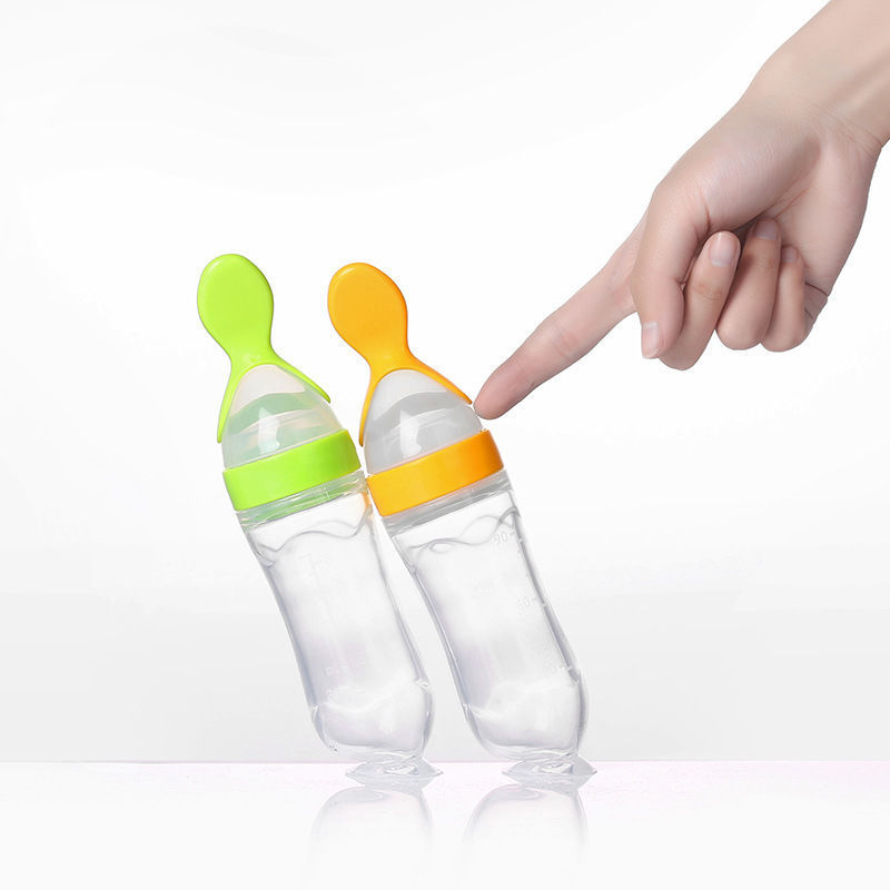 Silicone Baby Rice Paste Feeding Bottle with Spoon