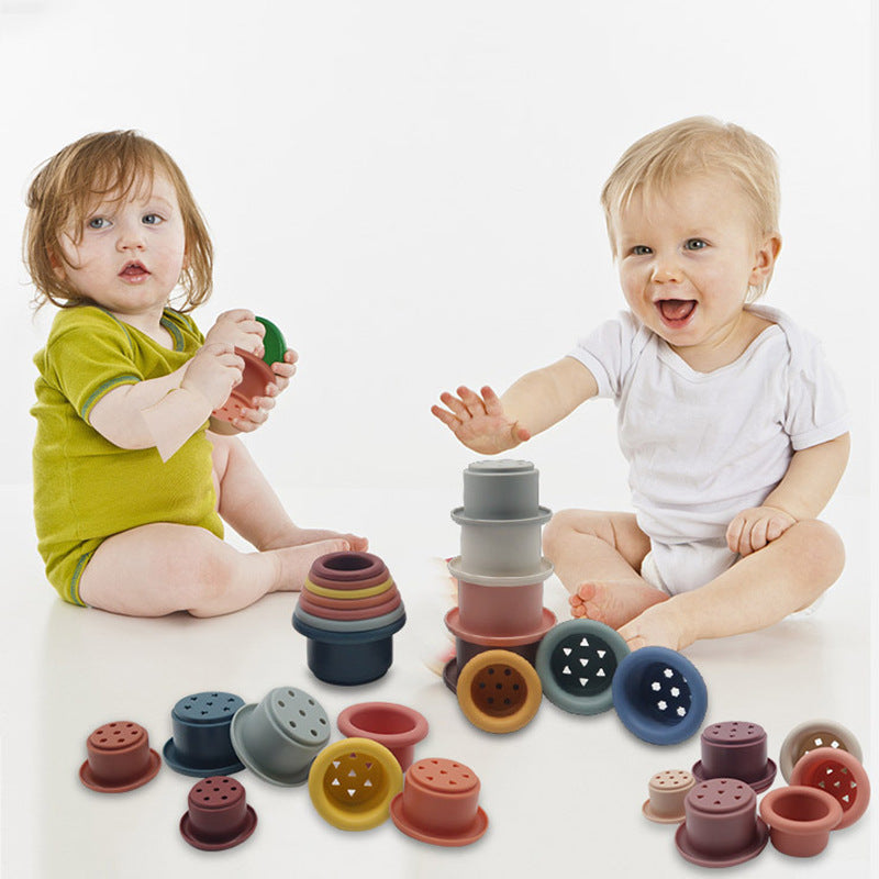 Silicone Stacking Cups & Interactive Jenga Toy for Babies