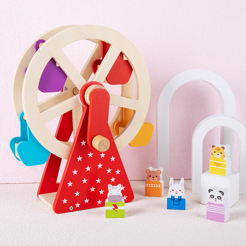 Wooden Animal Ferris Wheel Educational Toy for Babies