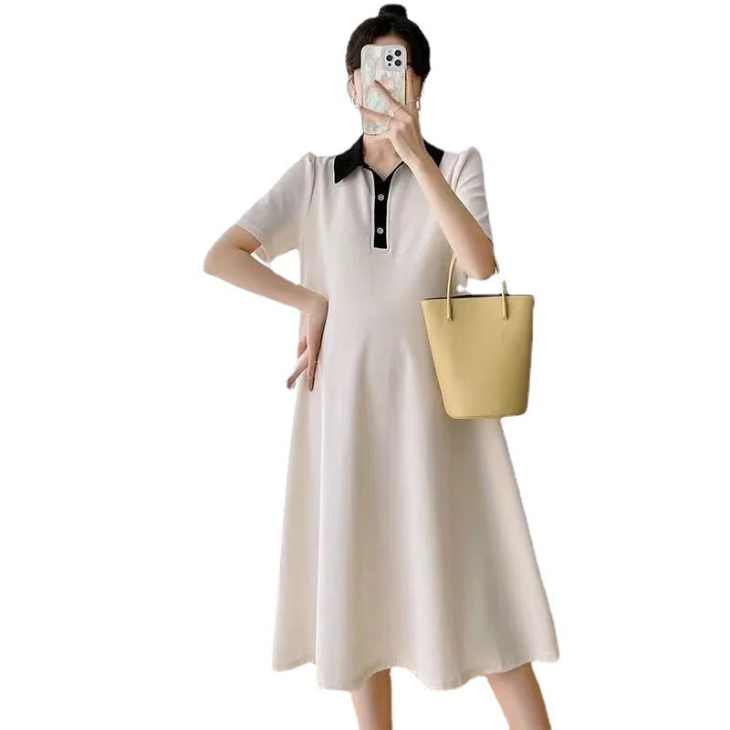 Summer Loose Polo Lapel Maternity Dress