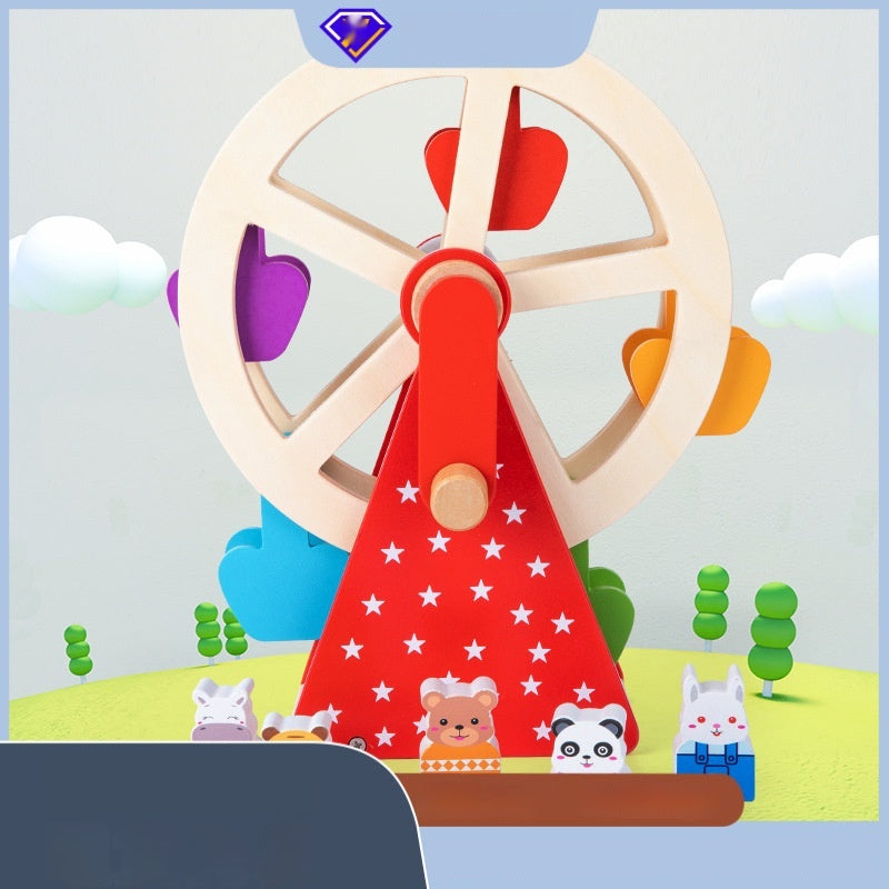 Wooden Animal Ferris Wheel Educational Toy for Babies