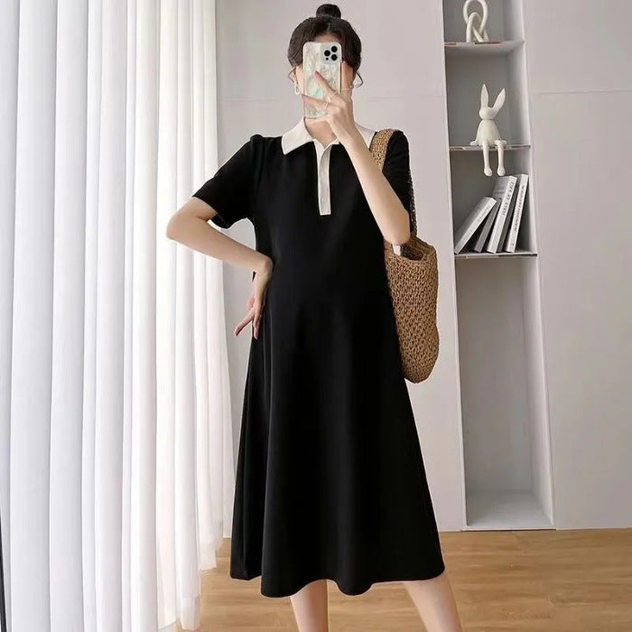 Summer Loose Polo Lapel Maternity Dress