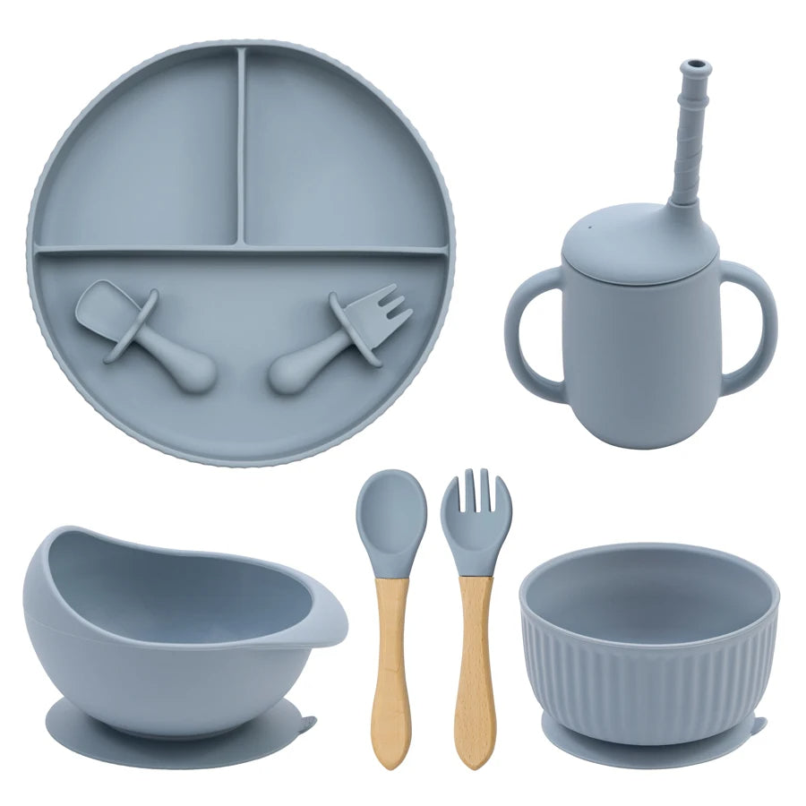 Non-Slip Silicone Baby Feeding Plate & Bowl Set (BPA-Free)