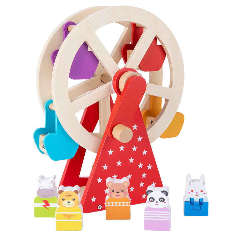 Wooden Animal Ferris Wheel Educational Toy for Babies