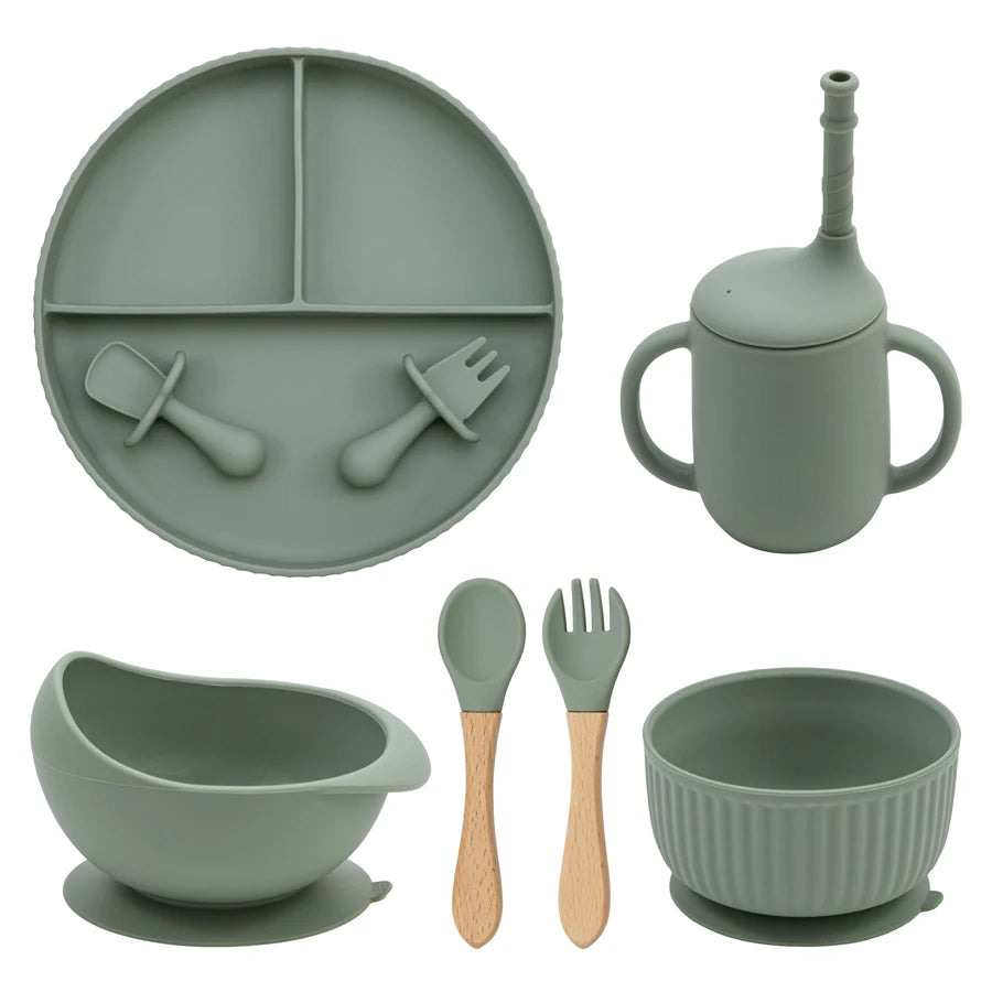Non-Slip Silicone Baby Feeding Plate & Bowl Set (BPA-Free)