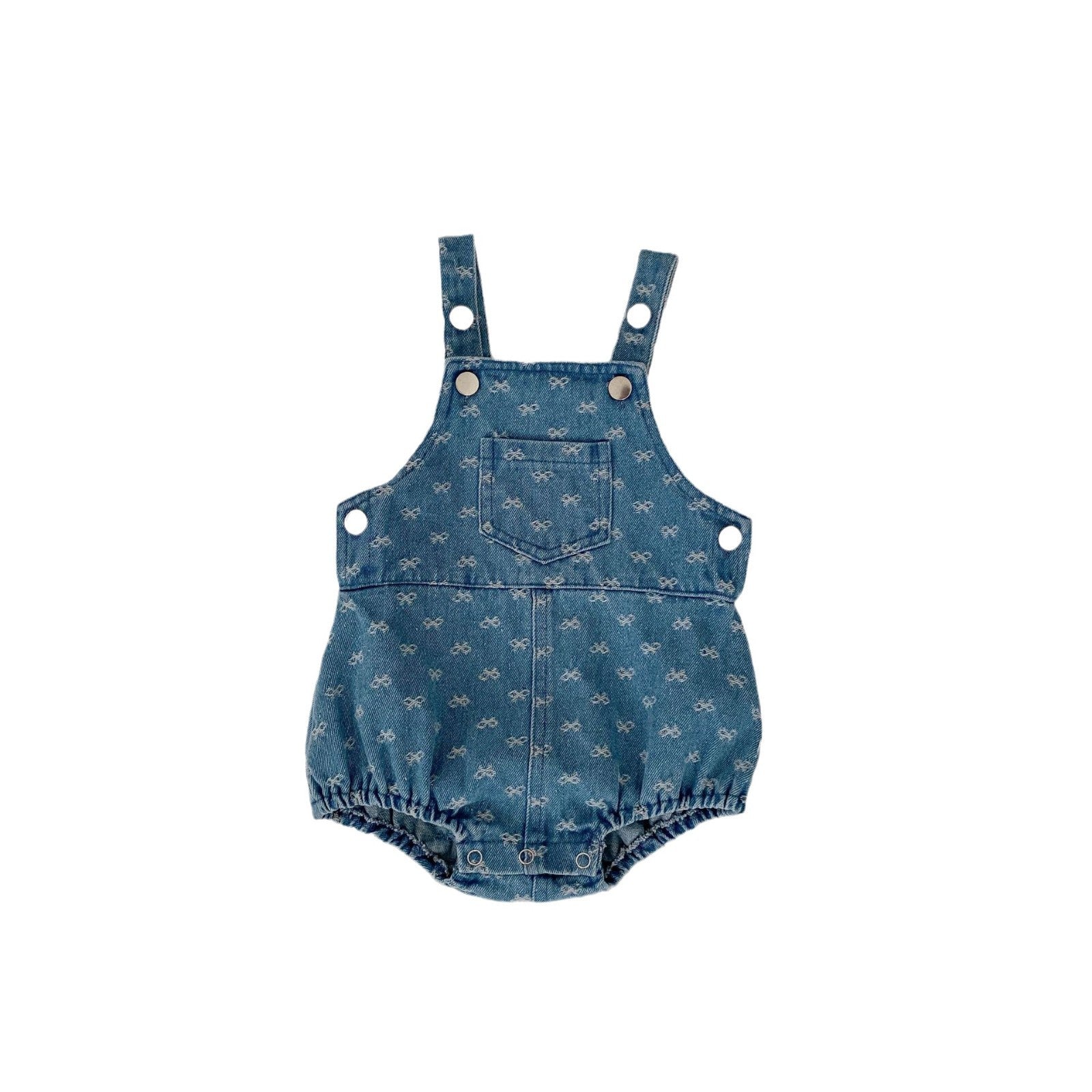 Denim Bow Strap Triangle Romper for Babies