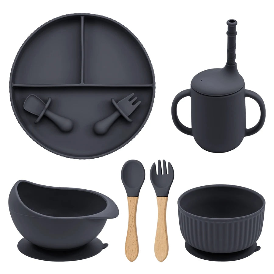 Non-Slip Silicone Baby Feeding Plate & Bowl Set (BPA-Free)