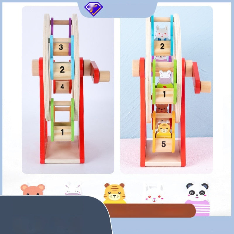 Wooden Animal Ferris Wheel Educational Toy for Babies