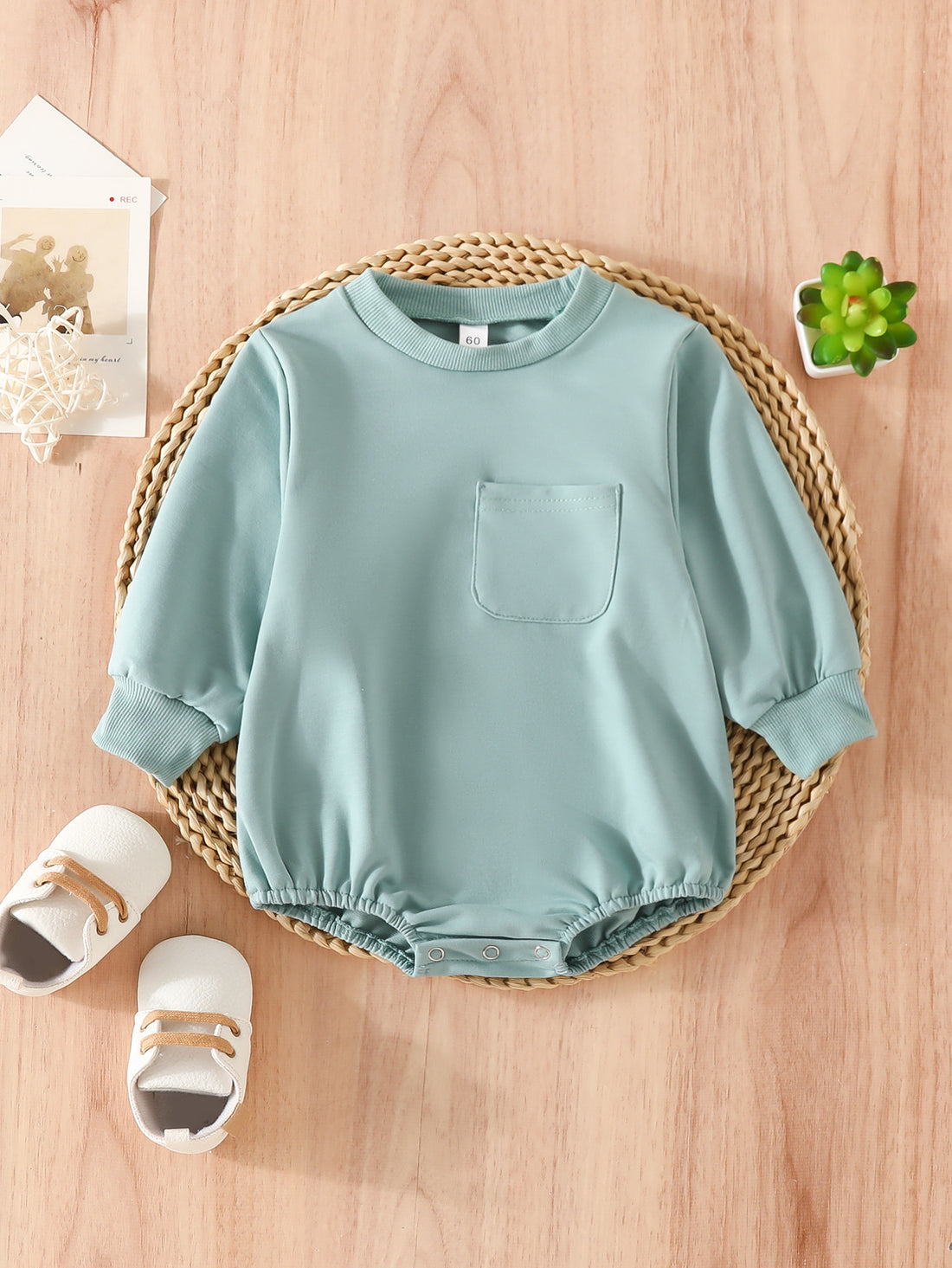 Long-Sleeve Pocket Triangle Romper for Babies