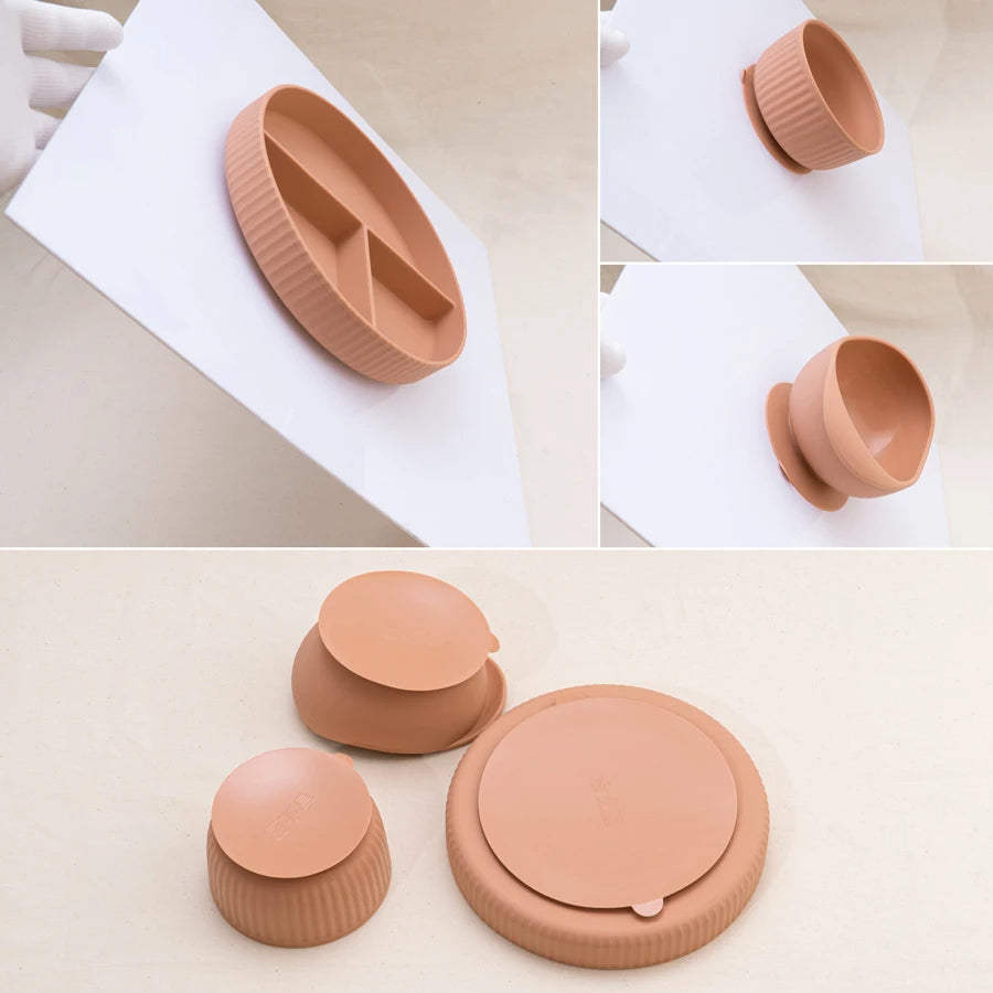 Non-Slip Silicone Baby Feeding Plate & Bowl Set (BPA-Free)