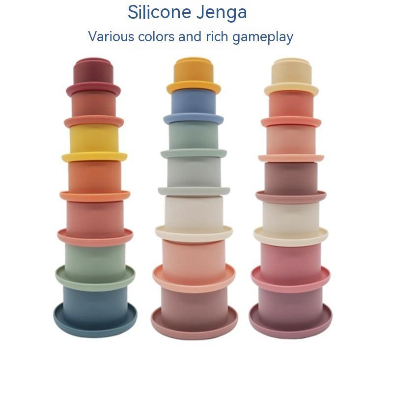 Silicone Stacking Cups & Interactive Jenga Toy for Babies