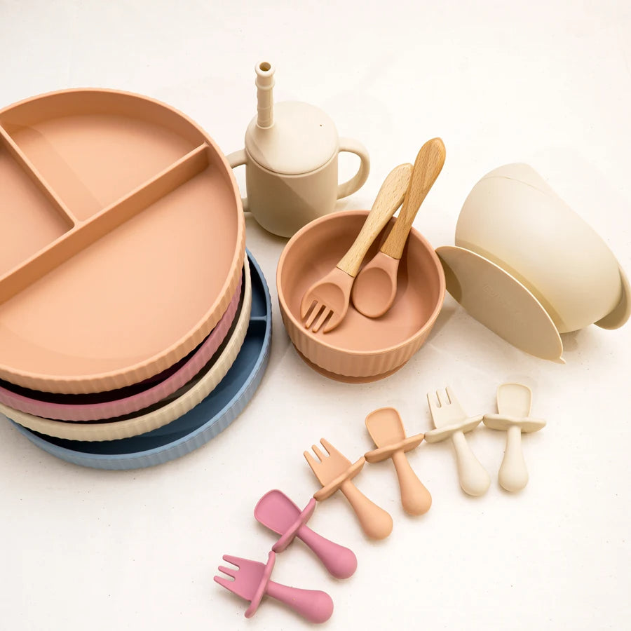 Non-Slip Silicone Baby Feeding Plate & Bowl Set (BPA-Free)