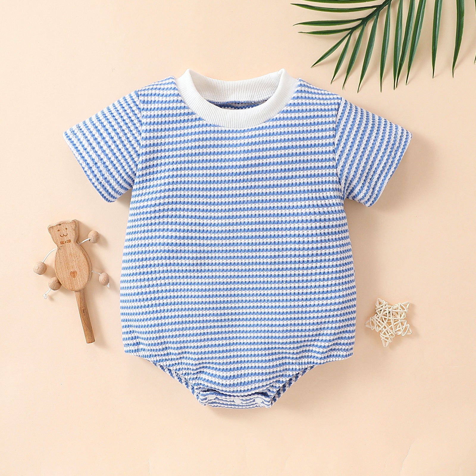 Striped Cotton Short-Sleeve Triangle Romper for Babies