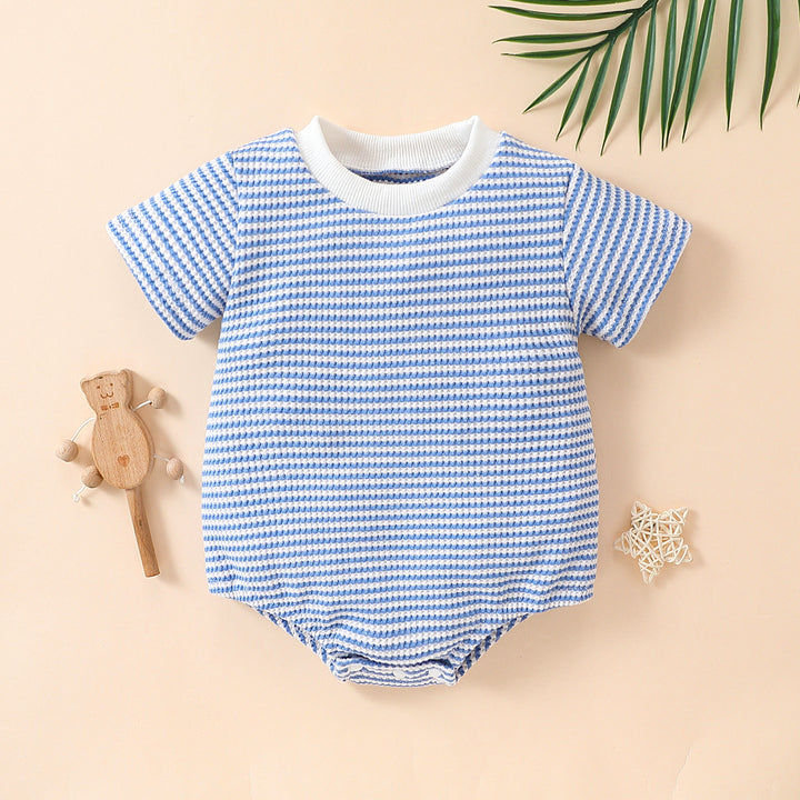Striped Cotton Short-Sleeve Triangle Romper for Babies