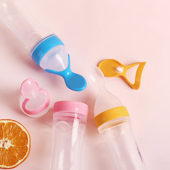 Silicone Baby Rice Paste Feeding Bottle with Spoon