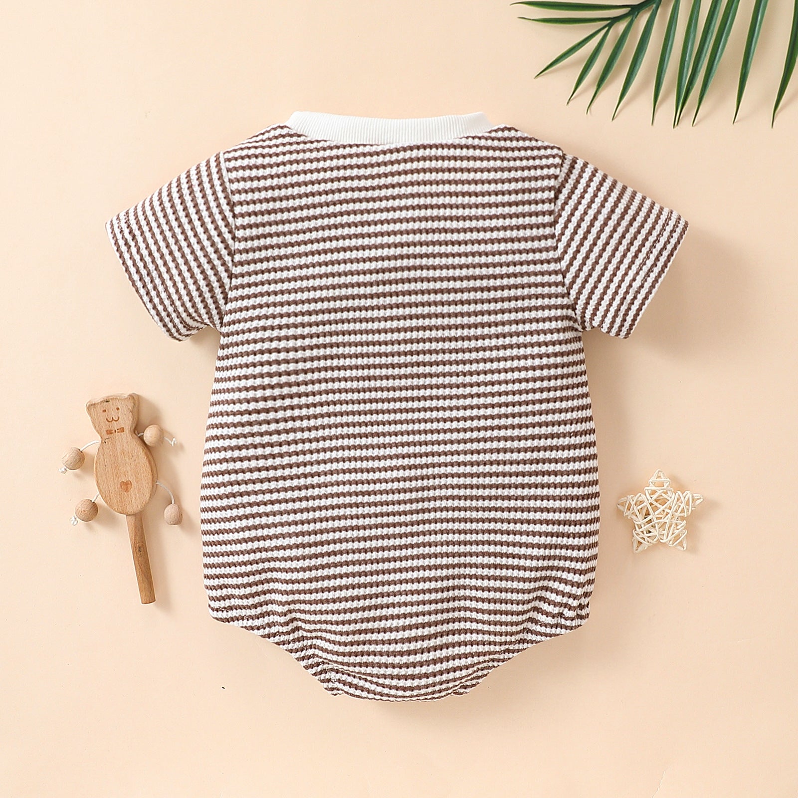 Striped Cotton Short-Sleeve Triangle Romper for Babies