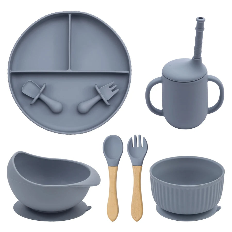 Non-Slip Silicone Baby Feeding Plate & Bowl Set (BPA-Free)