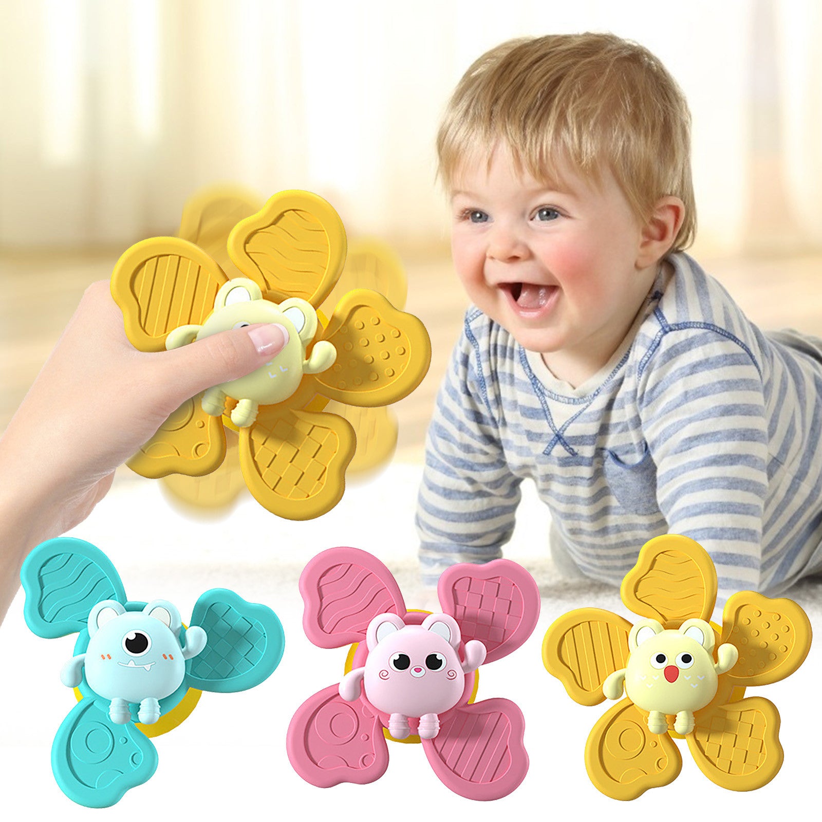Animal-Themed Spinning Suction Cup Baby Bath Toy